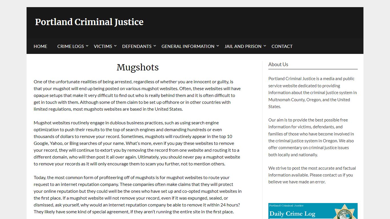 Mugshots - Portland Criminal Justice