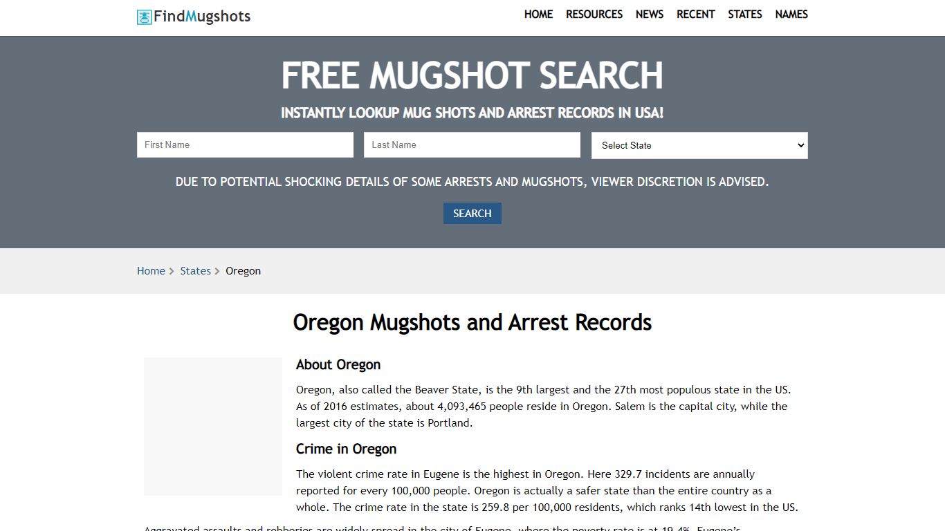 Find Oregon Mugshots - Find Mugshots