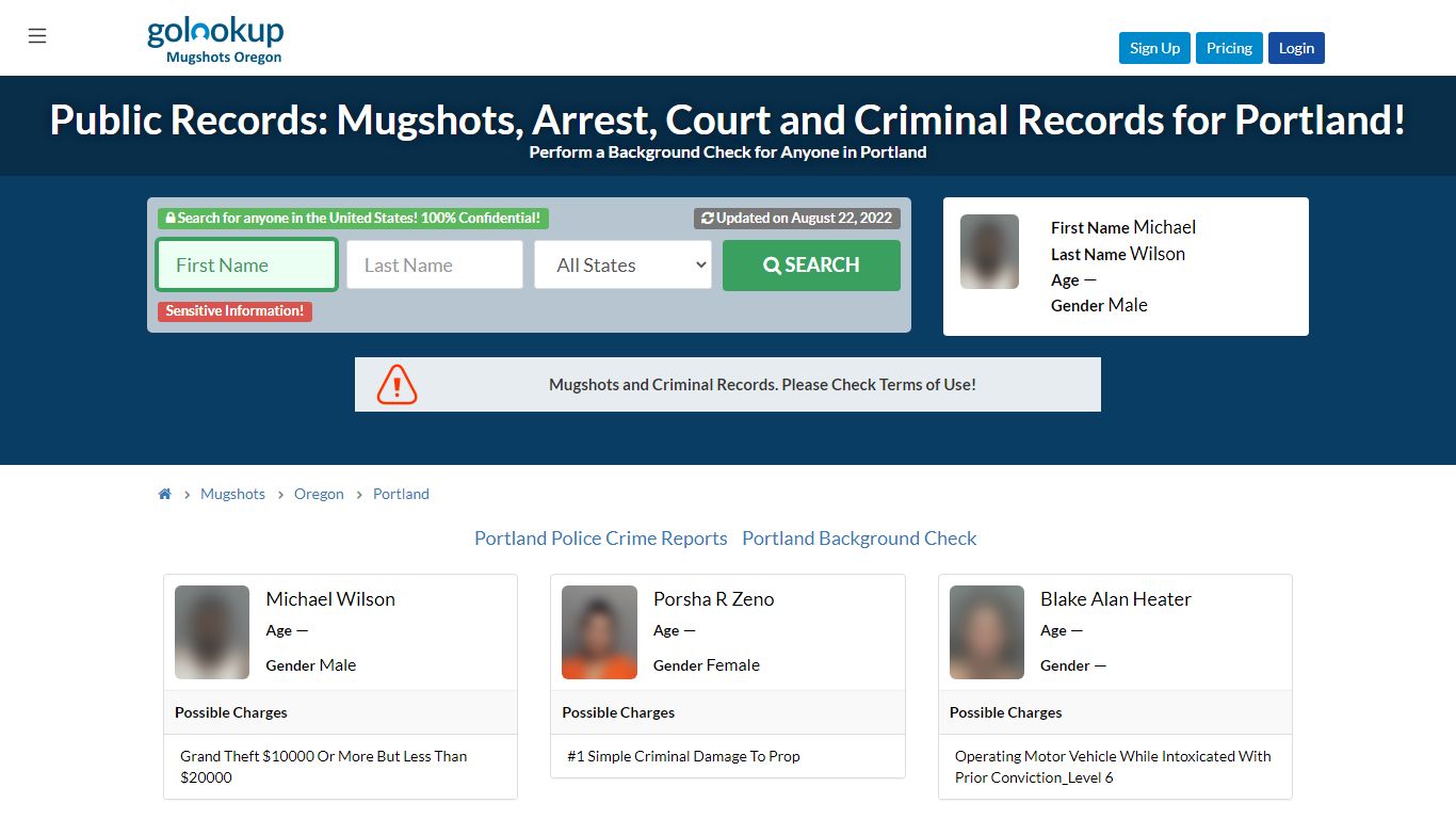 Mugshots Portland, Arrest Records Portland - GoLookUp