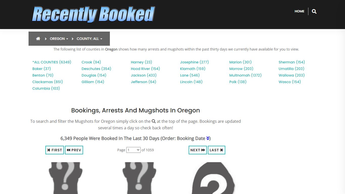 Recent bookings, Arrests, Mugshots in Oregon - Recently Booked